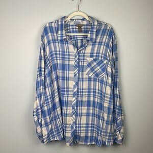Bit & Bridle 3X plus size cotton blend button down lightweight plaid top